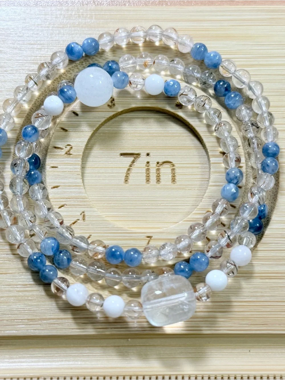 Natural Crystal Bracelet | Black Gold Super Seven, Kyanite